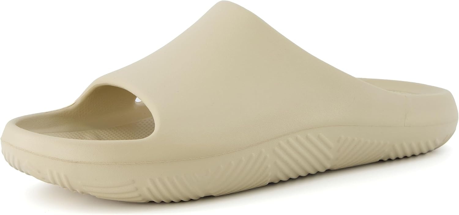 image:imageCUSHIONAIRE Galaxy Cloud Slides for Men Soft Waterproof Recovery Sandals with Molded Footbed and Non Slip OutsoleKhaki