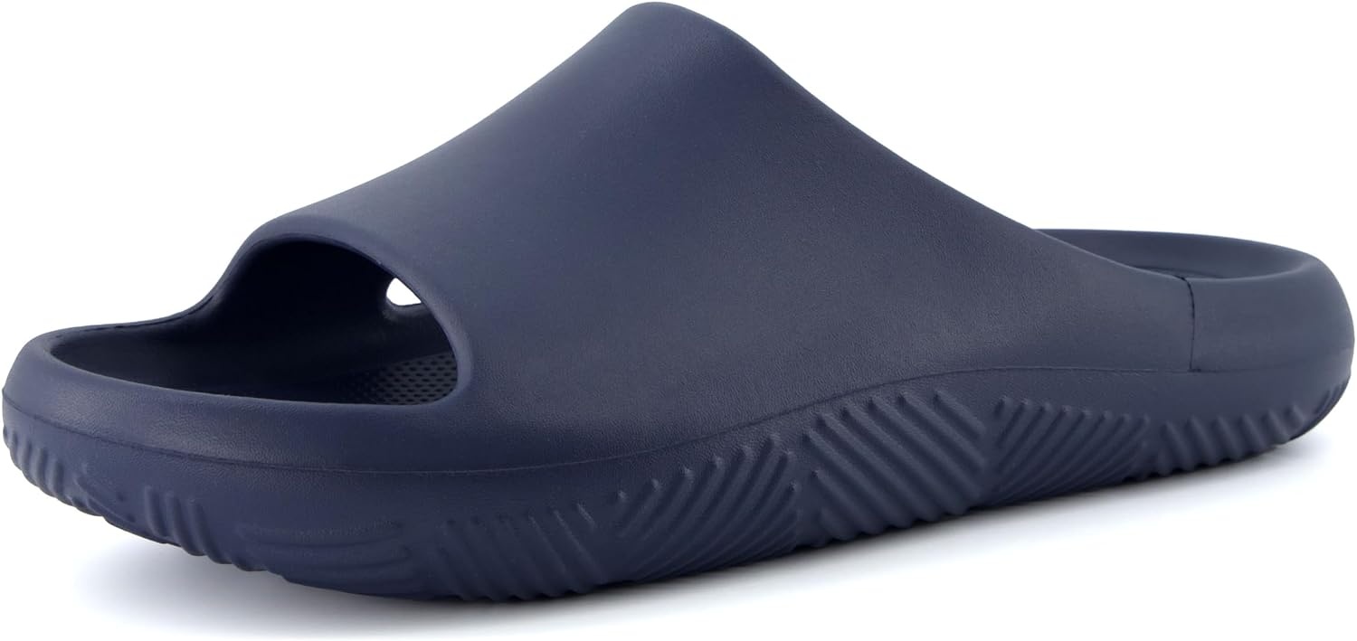 image:imageCUSHIONAIRE Galaxy Cloud Slides for Men Soft Waterproof Recovery Sandals with Molded Footbed and Non Slip OutsoleNavy