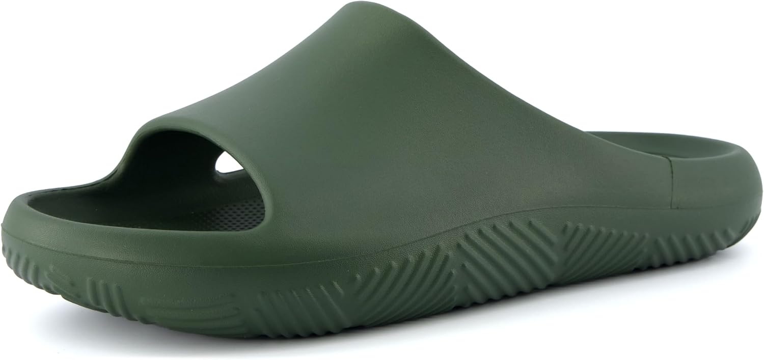 image:imageCUSHIONAIRE Galaxy Cloud Slides for Men Soft Waterproof Recovery Sandals with Molded Footbed and Non Slip OutsoleOlive