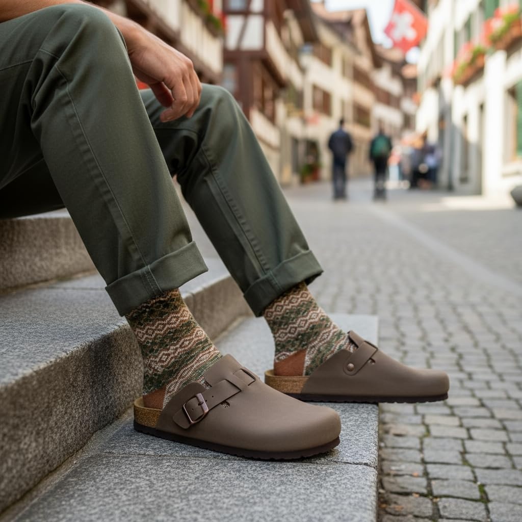 image:imageCUSHIONAIRE Haze Mens Clogs Comfortable SlipOn Clogs for Men with Arch Support and Cork Suede Footbed Perfect Potato Shoes for Indoor amp Outdoor UseBrown Nubuck