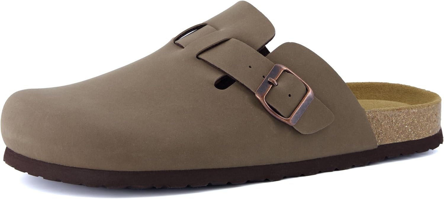 image:imageCUSHIONAIRE Haze Mens Clogs Comfortable SlipOn Clogs for Men with Arch Support and Cork Suede Footbed Perfect Potato Shoes for Indoor amp Outdoor UseBrown Nubuck