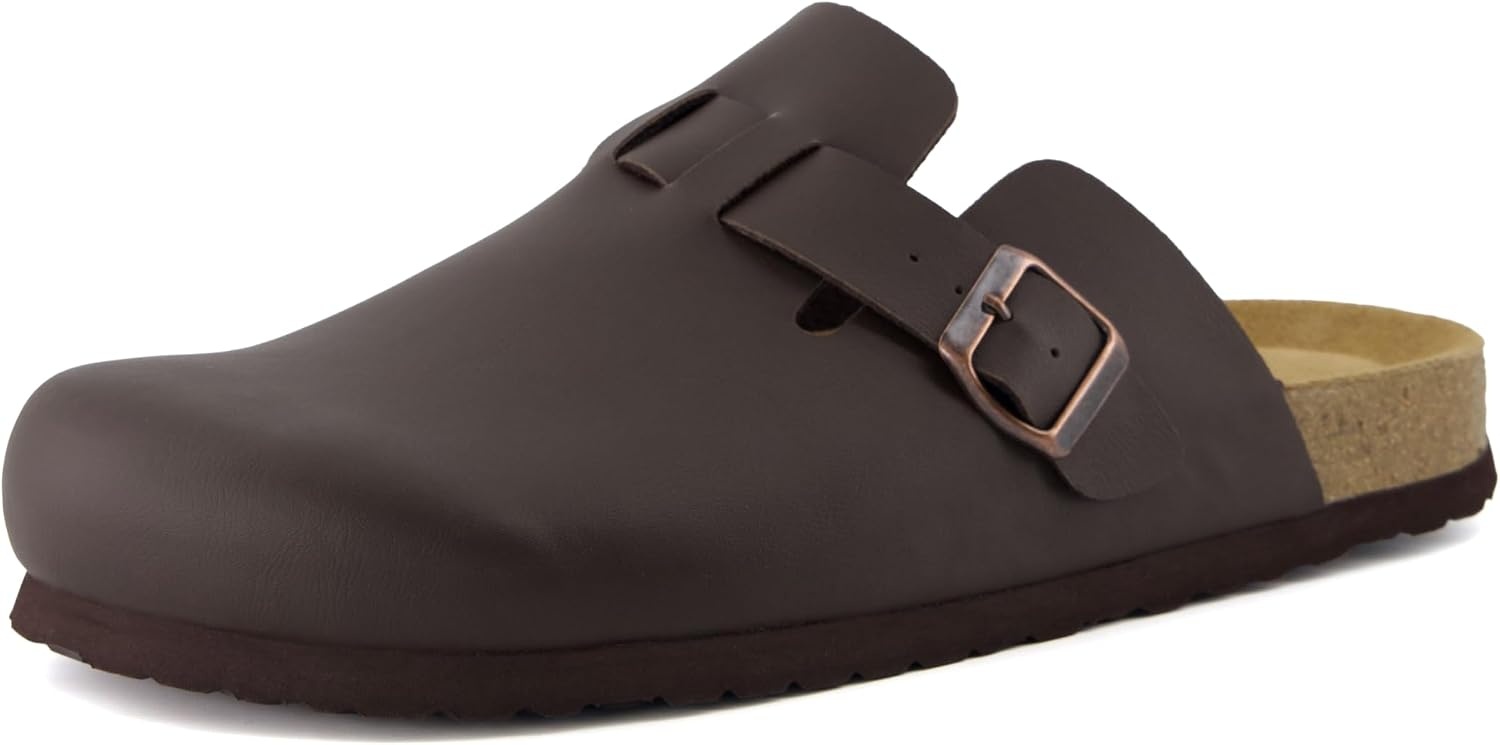 image:imageCUSHIONAIRE Haze Mens Clogs Comfortable SlipOn Clogs for Men with Arch Support and Cork Suede Footbed Perfect Potato Shoes for Indoor amp Outdoor UseBrown