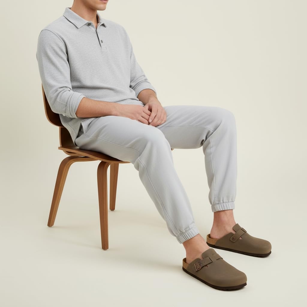 image:imageCUSHIONAIRE Haze Mens Clogs Comfortable SlipOn Clogs for Men with Arch Support and Cork Suede Footbed Perfect Potato Shoes for Indoor amp Outdoor UseBrown Nubuck