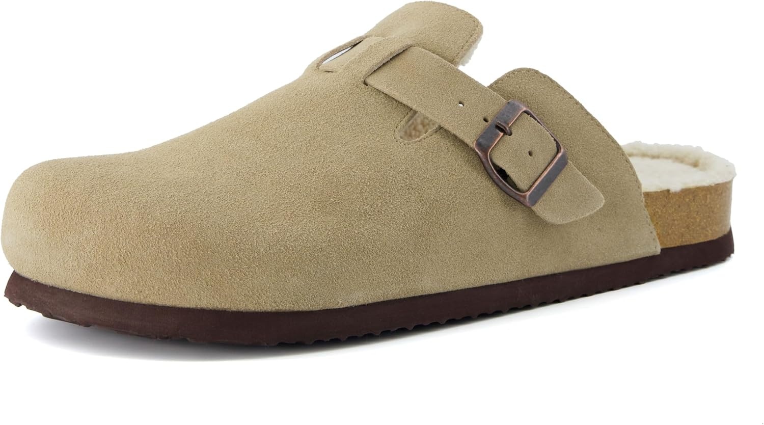 image:imageCUSHIONAIRE Haze Mens Clogs Comfortable SlipOn Clogs for Men with Arch Support and Cork Suede Footbed Perfect Potato Shoes for Indoor amp Outdoor UseTaupe