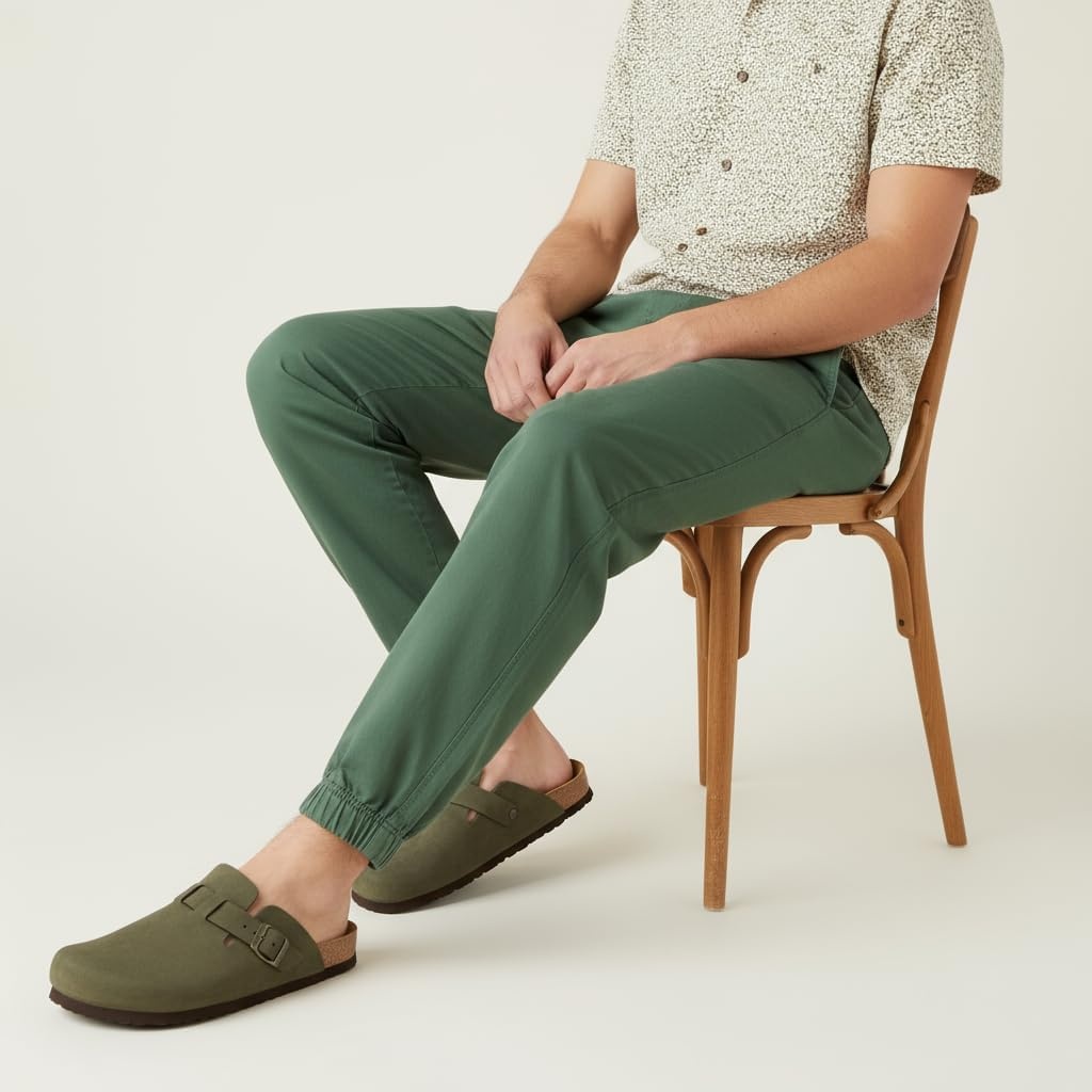 image:imageCUSHIONAIRE Haze Mens Clogs Comfortable SlipOn Clogs for Men with Arch Support and Cork Suede Footbed Perfect Potato Shoes for Indoor amp Outdoor UseOlive Nubuck