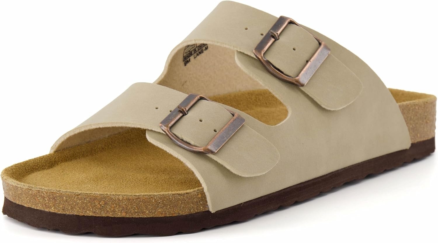image:imageCUSHIONAIRE Lane Cork Footbed Mens Sandals Adjustable Buckle Comfort Slides for Men Genuine Leather Insole Summer Sandals Men FootwearStone Nubuck