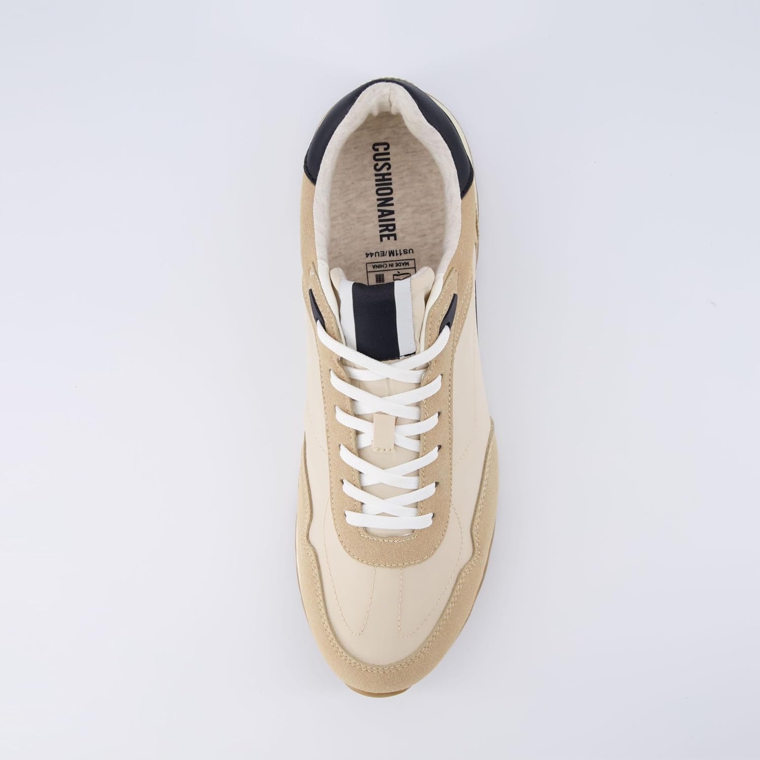 image:imageCUSHIONAIRE Mens Crest lace up Sneaker with Comfort FoamTanBlack