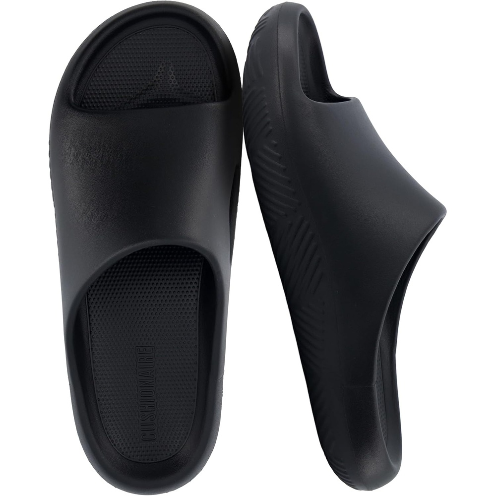 image:imageCUSHIONAIRE Galaxy Cloud Slides for Men Soft Waterproof Recovery Sandals with Molded Footbed and Non Slip OutsoleBlack