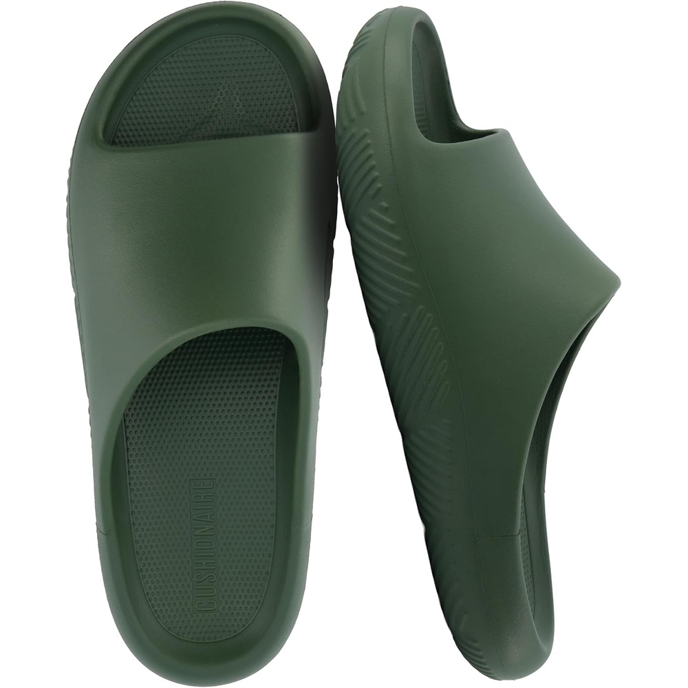 image:imageCUSHIONAIRE Galaxy Cloud Slides for Men Soft Waterproof Recovery Sandals with Molded Footbed and Non Slip OutsoleOlive