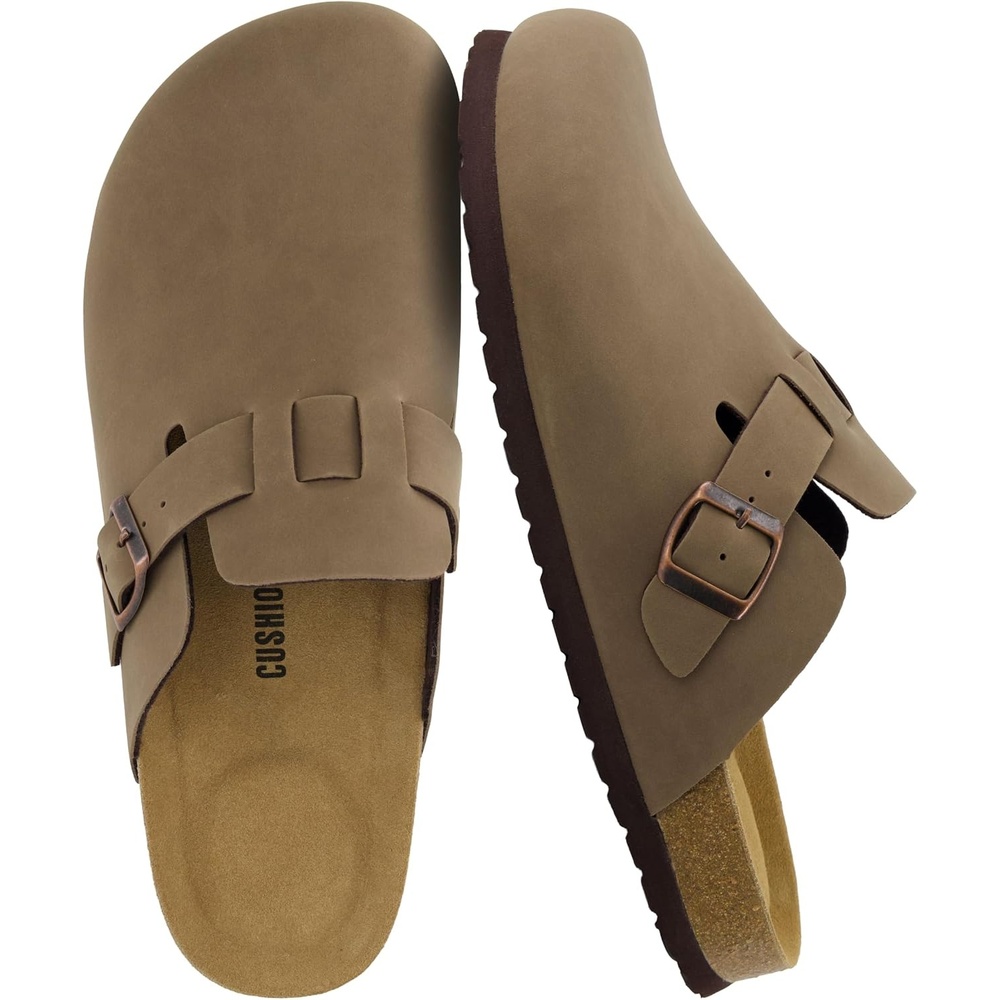 image:imageCUSHIONAIRE Haze Mens Clogs Comfortable SlipOn Clogs for Men with Arch Support and Cork Suede Footbed Perfect Potato Shoes for Indoor amp Outdoor UseBrown Nubuck