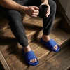 CUSHIONAIRE Feather EVA Mens Sandals – Slip On Recovery Slides, Lightweight Water Shoes for Men(Cobalt Blue)