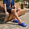 CUSHIONAIRE Feather EVA Mens Sandals – Slip On Recovery Slides, Lightweight Water Shoes for Men(Cobalt Blue)