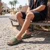 CUSHIONAIRE Feather EVA Mens Sandals – Slip On Recovery Slides, Lightweight Water Shoes for Men(Green)