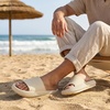 CUSHIONAIRE Feather EVA Mens Sandals – Slip On Recovery Slides, Lightweight Water Shoes for Men(Khaki)