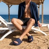 CUSHIONAIRE Feather EVA Mens Sandals – Slip On Recovery Slides, Lightweight Water Shoes for Men(Navy)