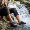 CUSHIONAIRE Feather EVA Mens Sandals – Slip On Recovery Slides, Lightweight Water Shoes for Men(Navy)