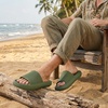 CUSHIONAIRE Feather EVA Mens Sandals – Slip On Recovery Slides, Lightweight Water Shoes for Men(Olive)