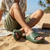 CUSHIONAIRE Galaxy Cloud Slides for Men, Soft Waterproof Recovery Sandals with Molded Footbed and Non Slip Outsole(Olive)