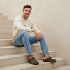 CUSHIONAIRE Haze Mens Clogs | Comfortable Slip-On Clogs for Men with Arch Support and Cork Suede Footbed | Perfect Potato Shoes for Indoor & Outdoor Use(Olive Nubuck)