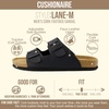 CUSHIONAIRE Lane Cork Footbed Mens Sandals, Adjustable Buckle Comfort Slides for Men, Genuine Leather Insole Summer Sandals Men Footwear(Black)
