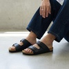 CUSHIONAIRE Lane Cork Footbed Mens Sandals, Adjustable Buckle Comfort Slides for Men, Genuine Leather Insole Summer Sandals Men Footwear(Black Nappa)
