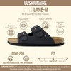 CUSHIONAIRE Lane Cork Footbed Mens Sandals, Adjustable Buckle Comfort Slides for Men, Genuine Leather Insole Summer Sandals Men Footwear(Black Nappa)