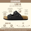 CUSHIONAIRE Lane Cork Footbed Mens Sandals, Adjustable Buckle Comfort Slides for Men, Genuine Leather Insole Summer Sandals Men Footwear(Black Nubuck)