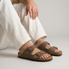 CUSHIONAIRE Lane Cork Footbed Mens Sandals, Adjustable Buckle Comfort Slides for Men, Genuine Leather Insole Summer Sandals Men Footwear(Brown Nubuck)