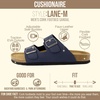 CUSHIONAIRE Lane Cork Footbed Mens Sandals, Adjustable Buckle Comfort Slides for Men, Genuine Leather Insole Summer Sandals Men Footwear(Navy Nubuck)