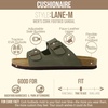 CUSHIONAIRE Lane Cork Footbed Mens Sandals, Adjustable Buckle Comfort Slides for Men, Genuine Leather Insole Summer Sandals Men Footwear(Olive)