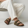 CUSHIONAIRE Lane Cork Footbed Mens Sandals, Adjustable Buckle Comfort Slides for Men, Genuine Leather Insole Summer Sandals Men Footwear(Olive Nubuck)