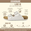 CUSHIONAIRE Lane Cork Footbed Mens Sandals, Adjustable Buckle Comfort Slides for Men, Genuine Leather Insole Summer Sandals Men Footwear(White Nappa)