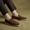 CUSHIONAIRE Selby Men’s Genuine Leather Slip-On Casual Penny Loafers – Memory Foam, Rubber Sole(Brown Suede)