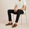 CUSHIONAIRE Selby Men’s Genuine Leather Slip-On Casual Penny Loafers – Memory Foam, Rubber Sole(Brown Suede)