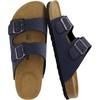 CUSHIONAIRE Lane Cork Footbed Mens Sandals, Adjustable Buckle Comfort Slides for Men, Genuine Leather Insole Summer Sandals Men Footwear(Navy Nubuck)