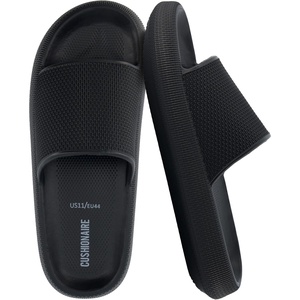 CUSHIONAIRE Feather EVA Mens Sandals – Slip On Recovery Slides, Lightweight Water Shoes for Men(Black)