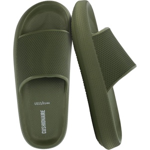 CUSHIONAIRE Feather EVA Mens Sandals – Slip On Recovery Slides, Lightweight Water Shoes for Men(Olive)