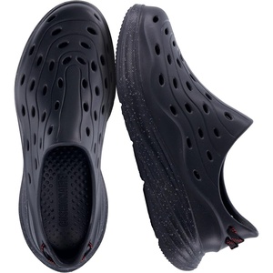 CUSHIONAIRE Fuel EVA Recovery Shoes for Men, Lightweight Slip On Waterproof Sneaker Clogs with Cushioned Footbed and Ventilated Design(Black)