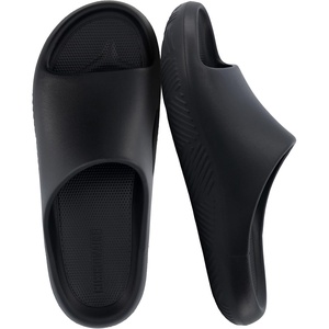 CUSHIONAIRE Galaxy Cloud Slides for Men, Soft Waterproof Recovery Sandals with Molded Footbed and Non Slip Outsole(Black)