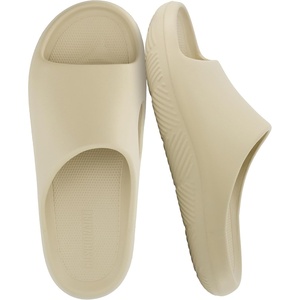 CUSHIONAIRE Galaxy Cloud Slides for Men, Soft Waterproof Recovery Sandals with Molded Footbed and Non Slip Outsole(Khaki)