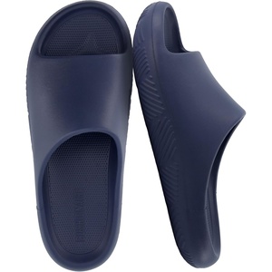 CUSHIONAIRE Galaxy Cloud Slides for Men, Soft Waterproof Recovery Sandals with Molded Footbed and Non Slip Outsole(Navy)