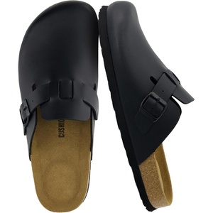 CUSHIONAIRE Haze Mens Clogs | Comfortable Slip-On Clogs for Men with Arch Support and Cork Suede Footbed | Perfect Potato Shoes for Indoor & Outdoor Use(Black Nappa)