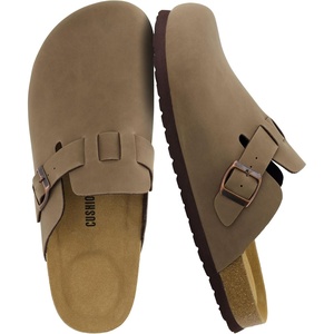 CUSHIONAIRE Haze Mens Clogs | Comfortable Slip-On Clogs for Men with Arch Support and Cork Suede Footbed | Perfect Potato Shoes for Indoor & Outdoor Use(Brown Nubuck)