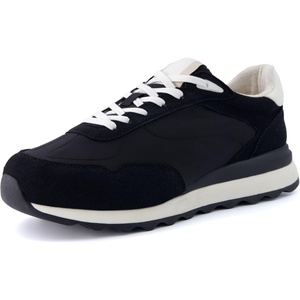 CUSHIONAIRE Men’s Crest lace up Sneaker with +Comfort Foam(Black)
