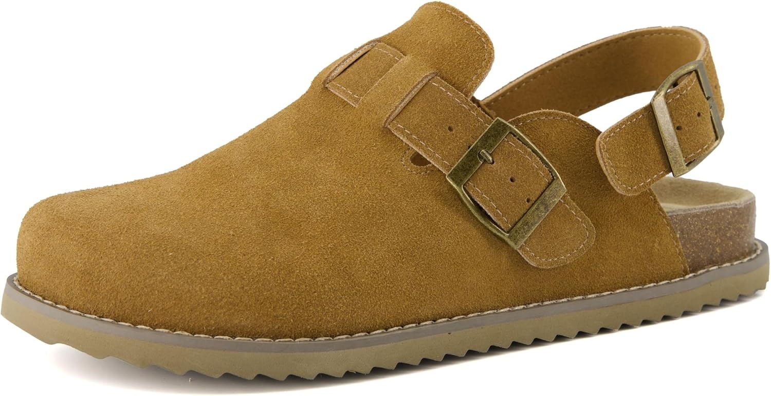 image:imageCUSHIONAIRE Brooklyn Genuine Suede Slingback Clogs for Women with BuckleChestnut