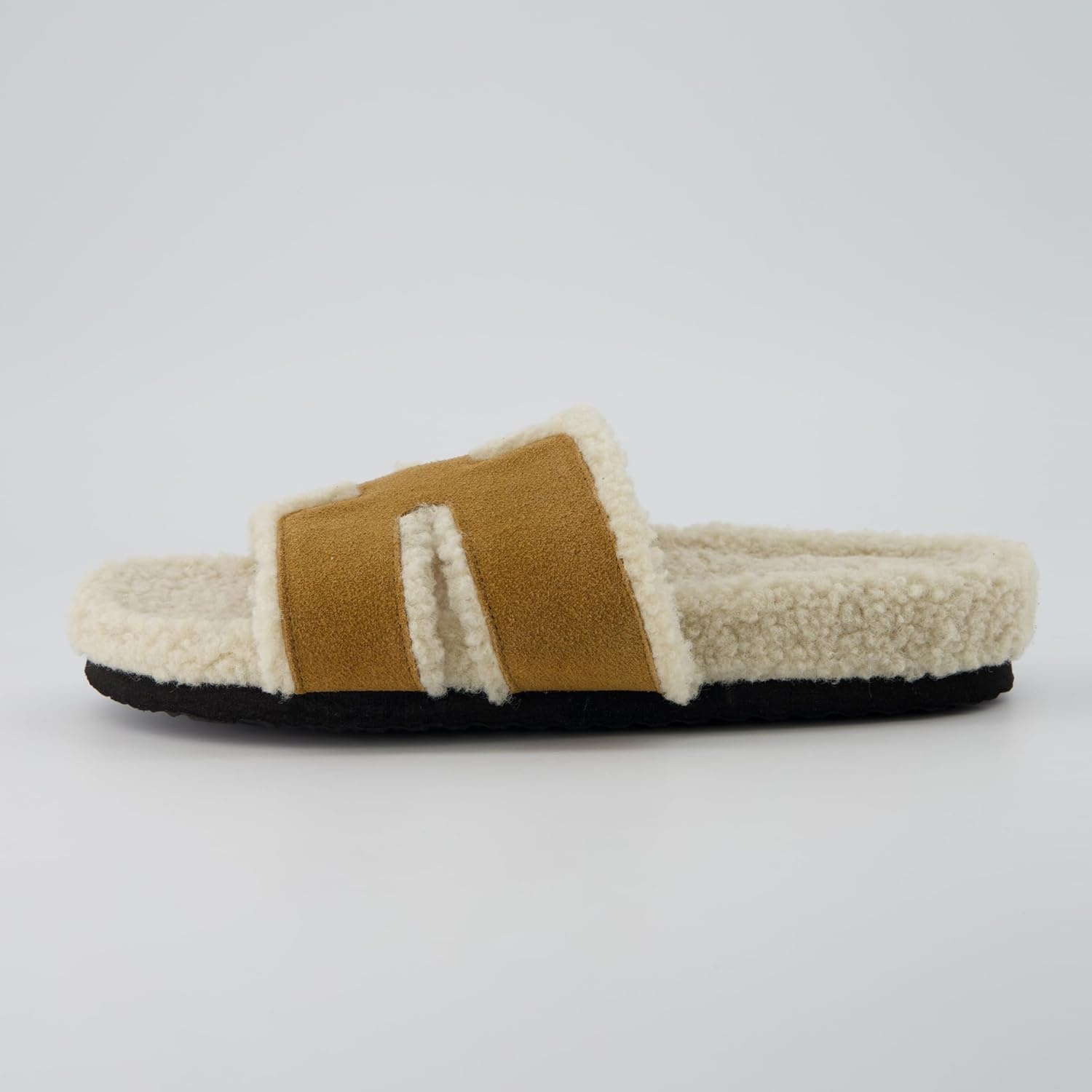 image:imageCUSHIONAIRE Cuddle Fur Slippers for Women Faux Shearling Slide Sandal Memory Foam Wide Widths AvailableChestnut