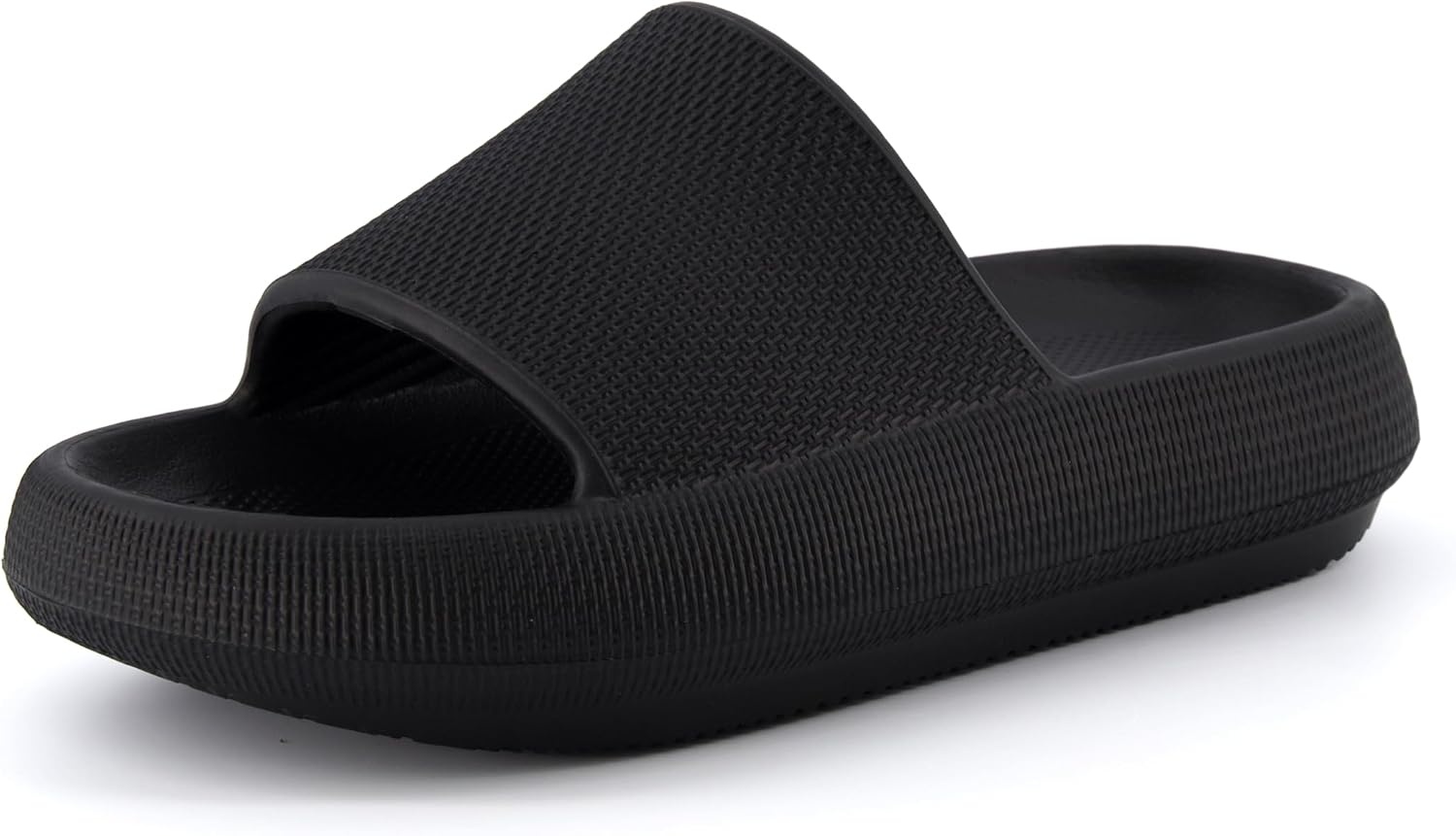 image:imageCUSHIONAIRE Feather EVA Slides for Women Comfortable Slip On Womens Slippers Indoor Outdoor Shower Shoes Beach Essential Cloud SlidesBlack