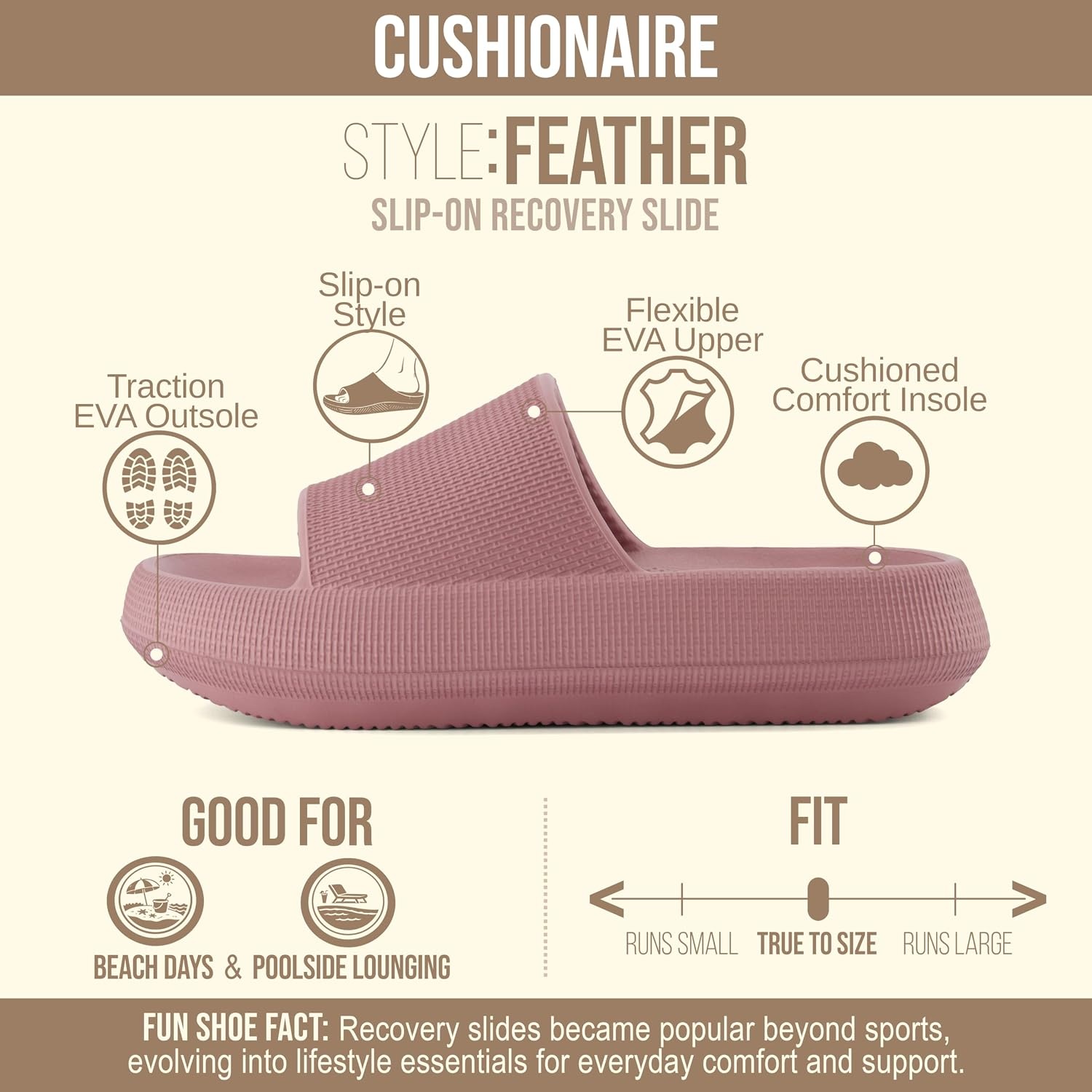 image:imageCUSHIONAIRE Feather EVA Slides for Women Comfortable Slip On Womens Slippers Indoor Outdoor Shower Shoes Beach Essential Cloud SlidesBlush