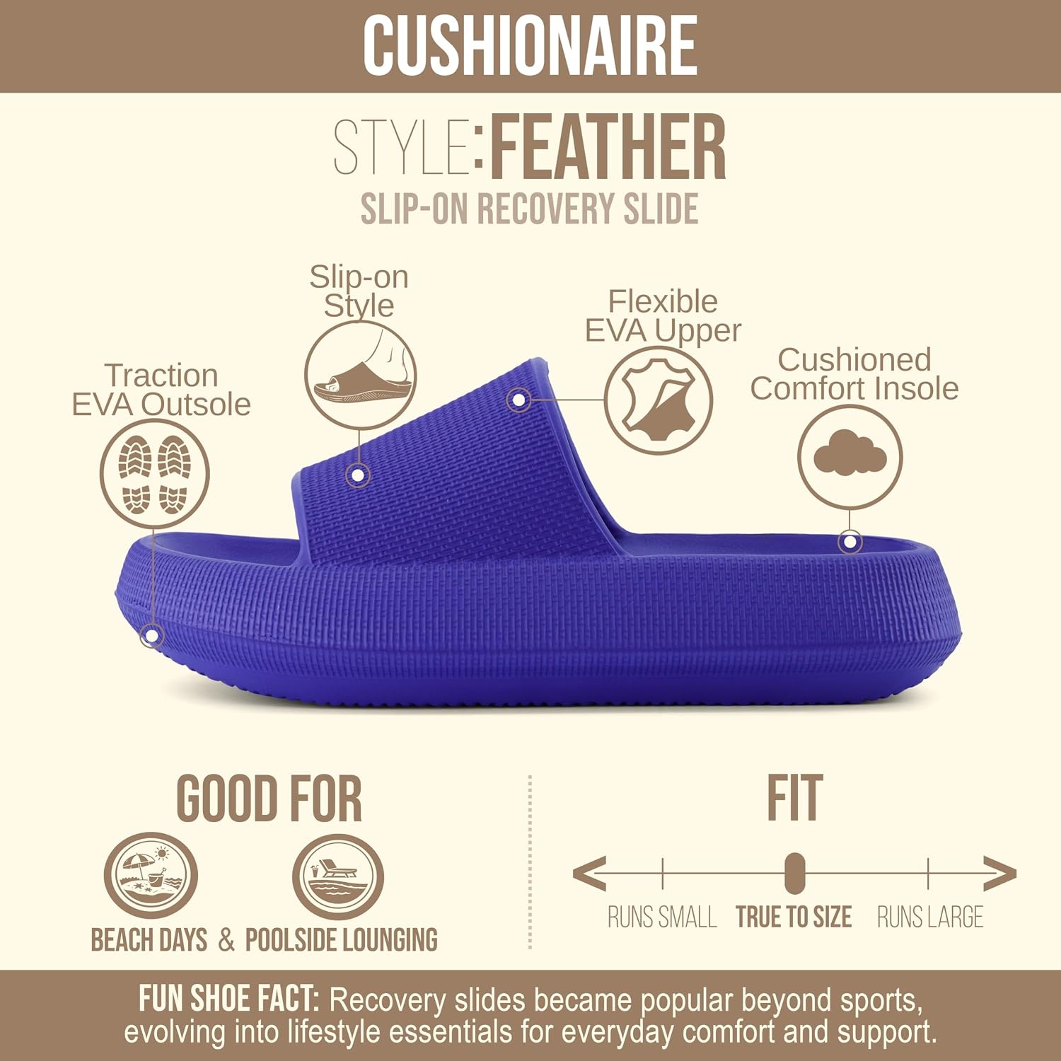 image:imageCUSHIONAIRE Feather EVA Slides for Women Comfortable Slip On Womens Slippers Indoor Outdoor Shower Shoes Beach Essential Cloud SlidesBright Blue