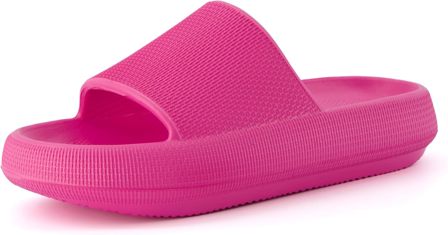image:imageCUSHIONAIRE Feather EVA Slides for Women Comfortable Slip On Womens Slippers Indoor Outdoor Shower Shoes Beach Essential Cloud SlidesHot Pink